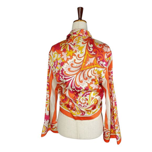 Zara Printed Abstract Colorful Cropped Button-Up Blouse - Size XS - Picture 2 of 6